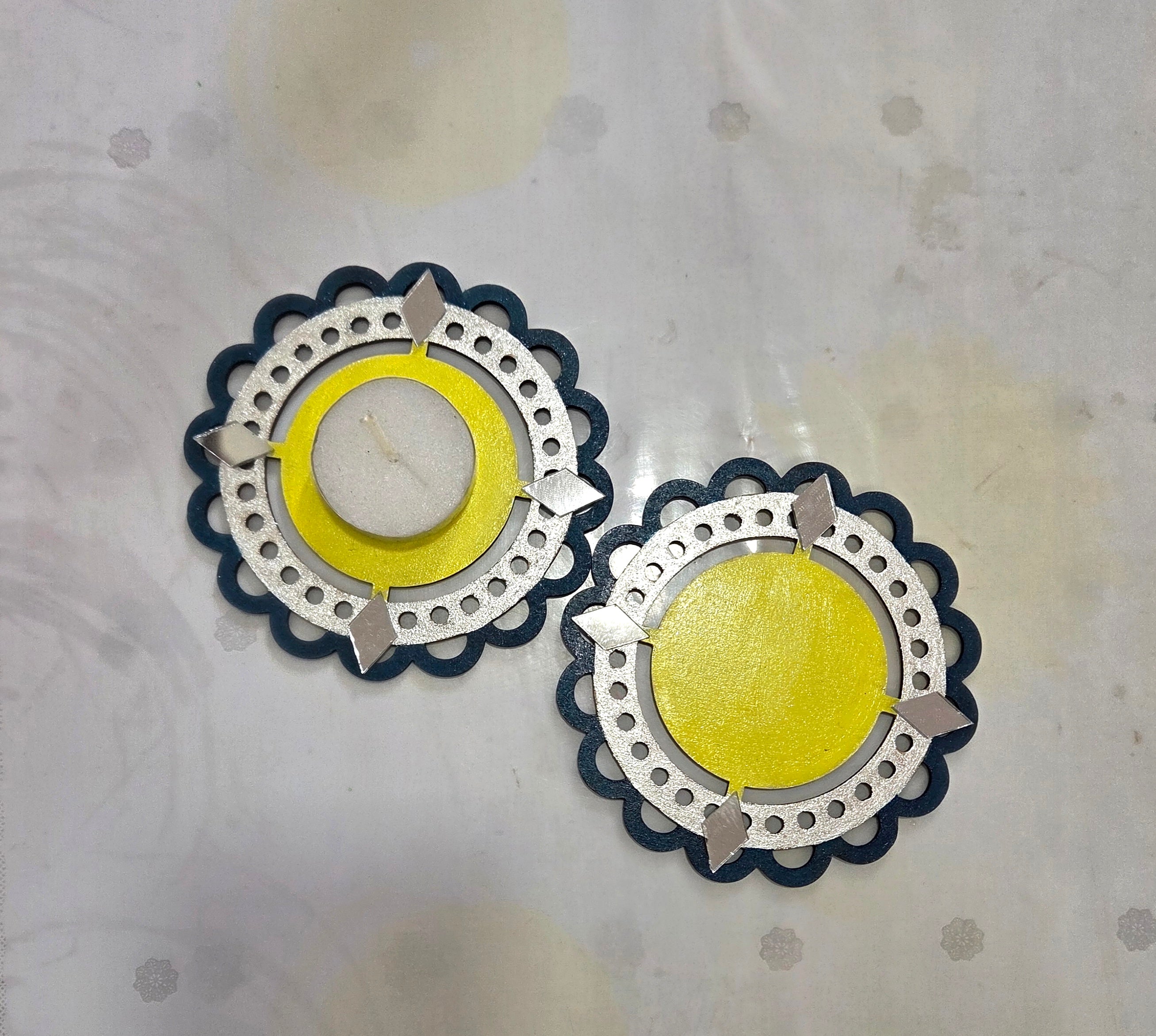 Designer cutwork round tealight holder