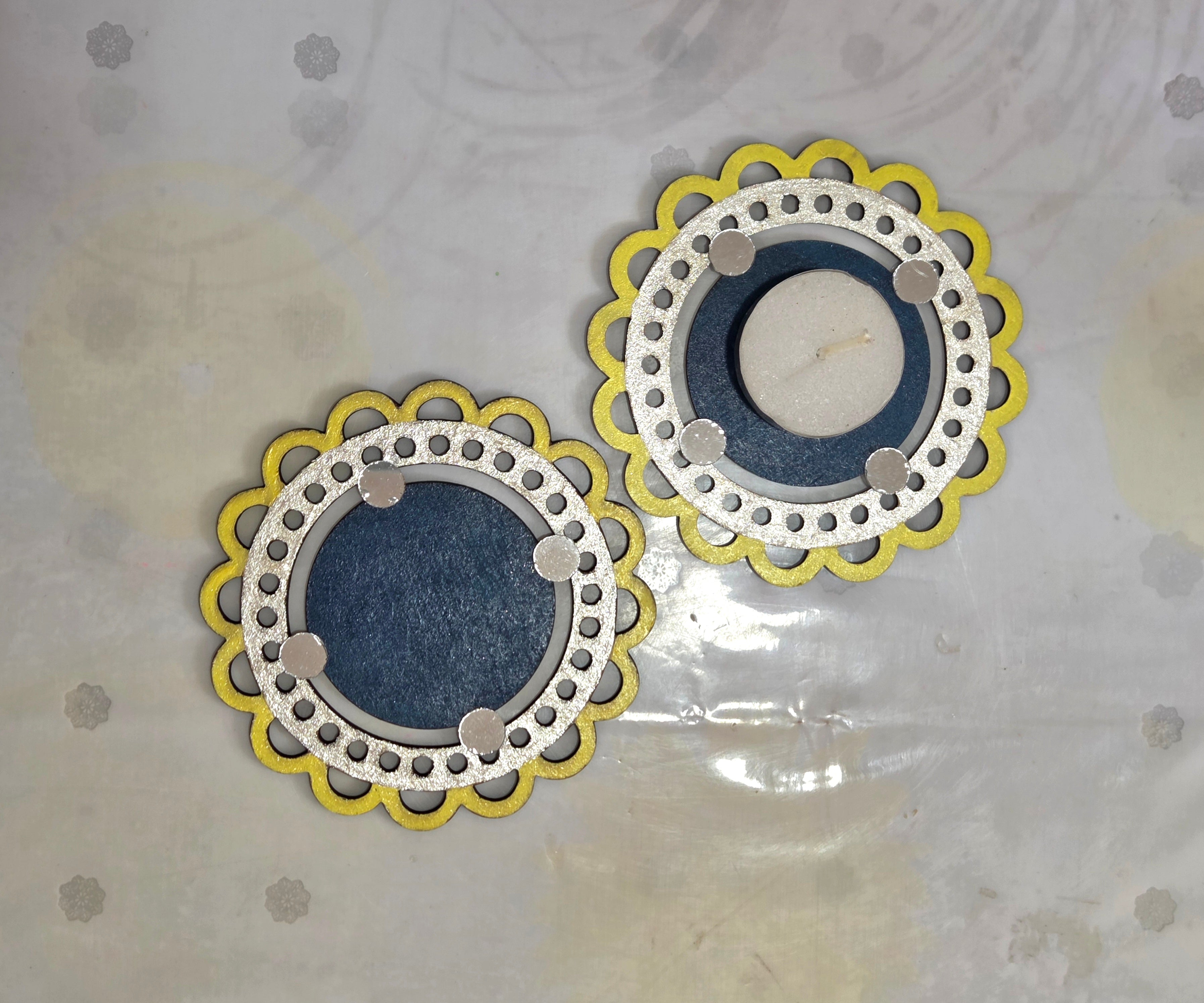 Designer cutwork round tealight holder