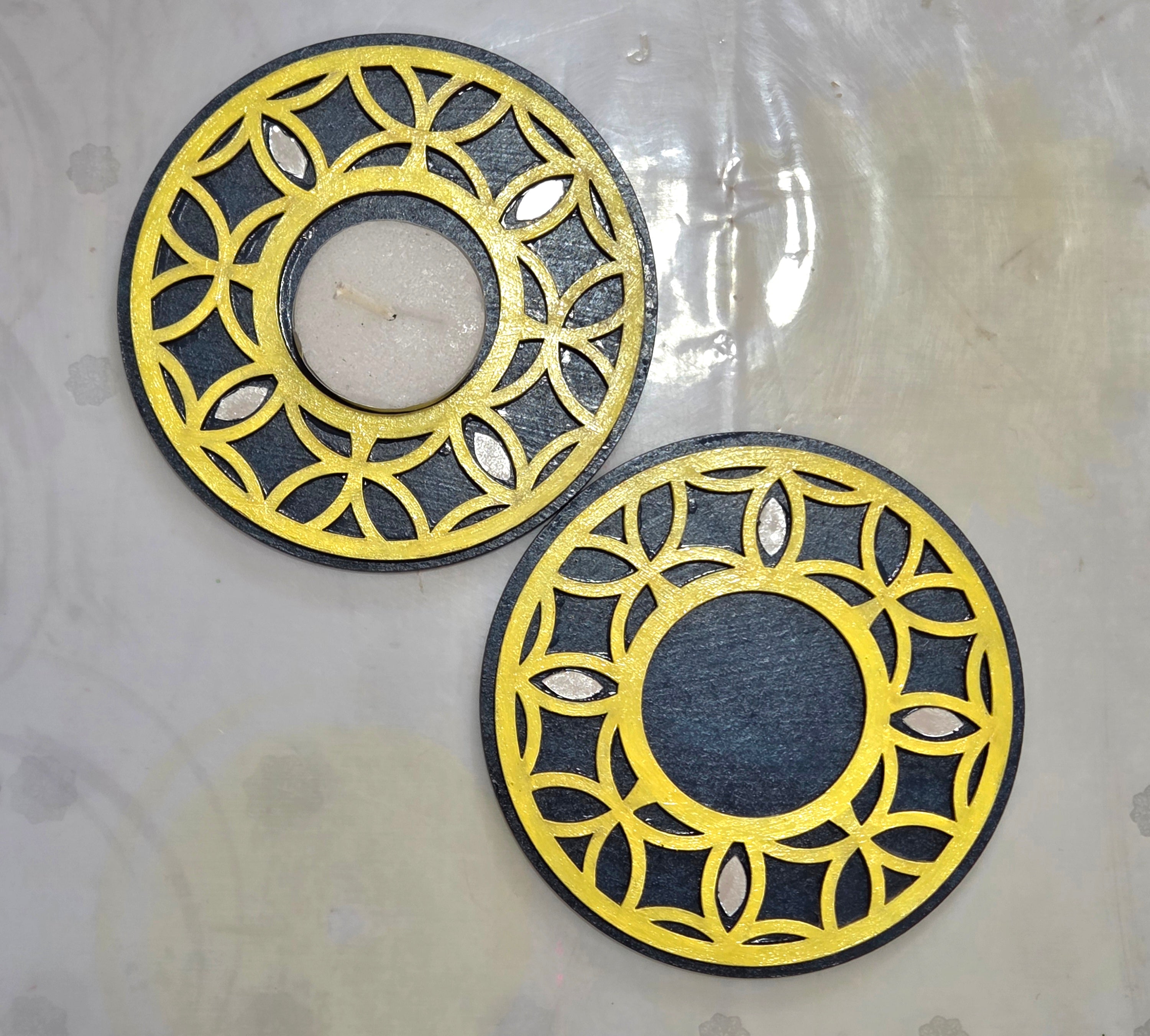 Designer cutwork round tealight holder