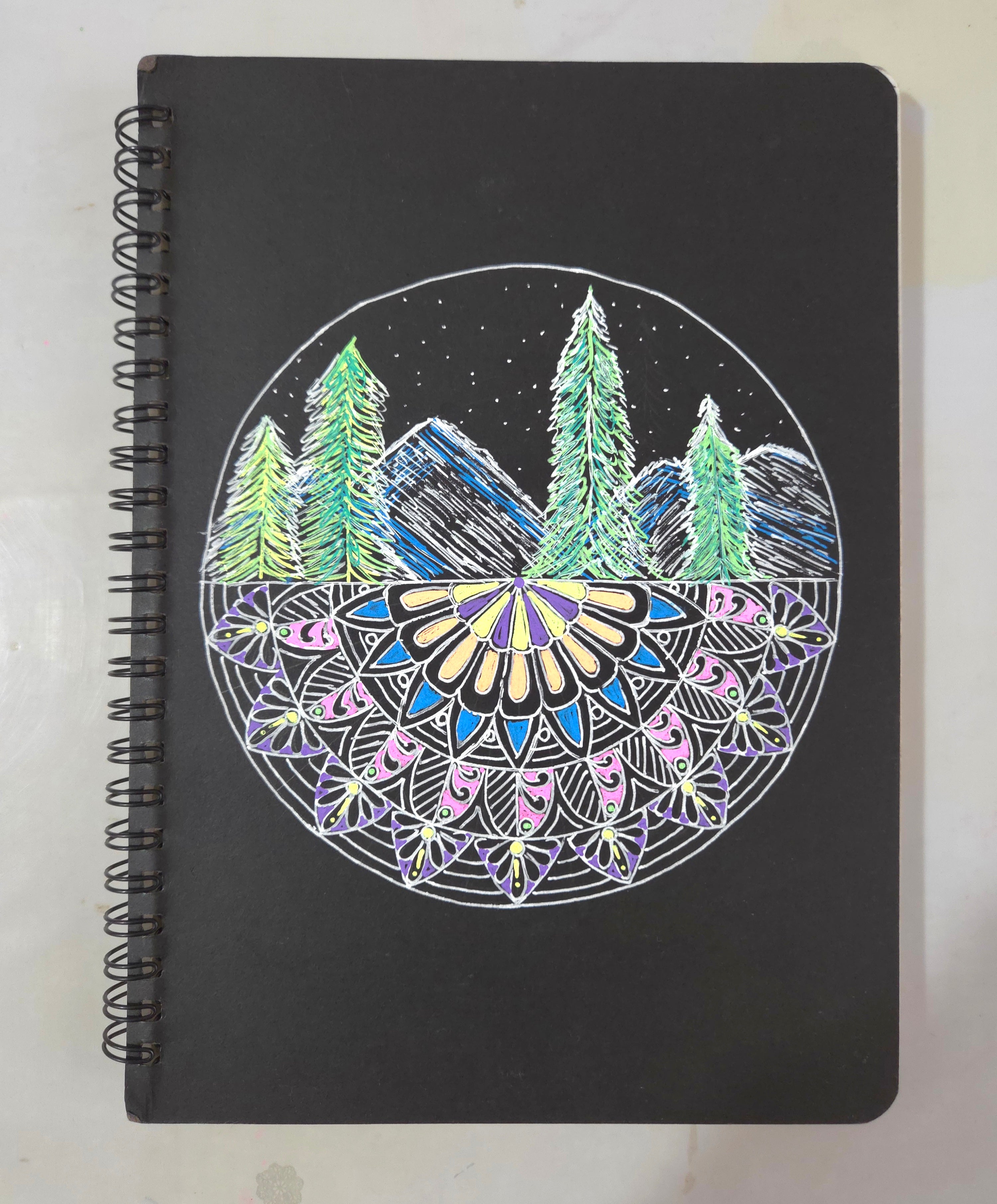 Handpainted mandalas cover page sketch book