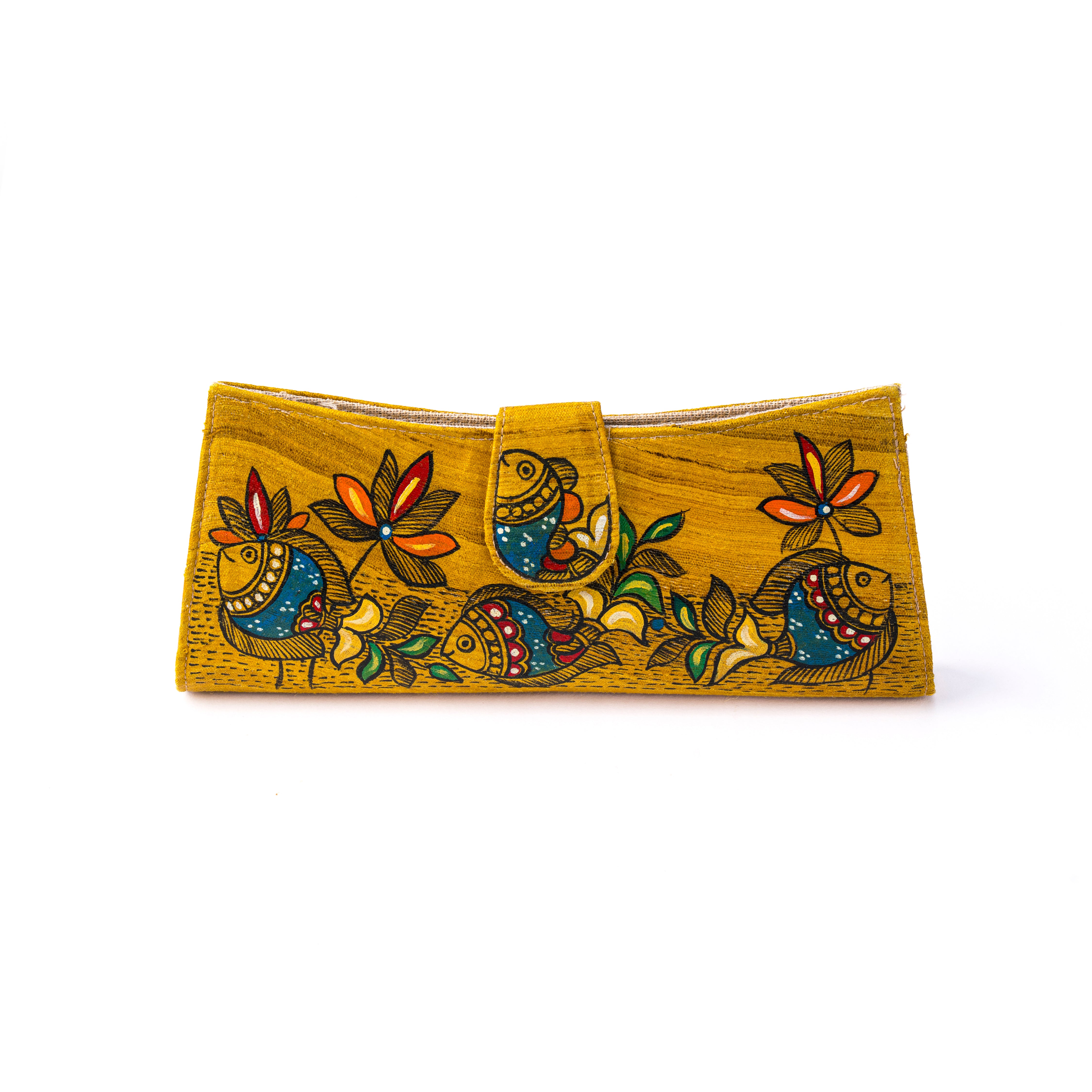 Madhubani tussur silk clutch