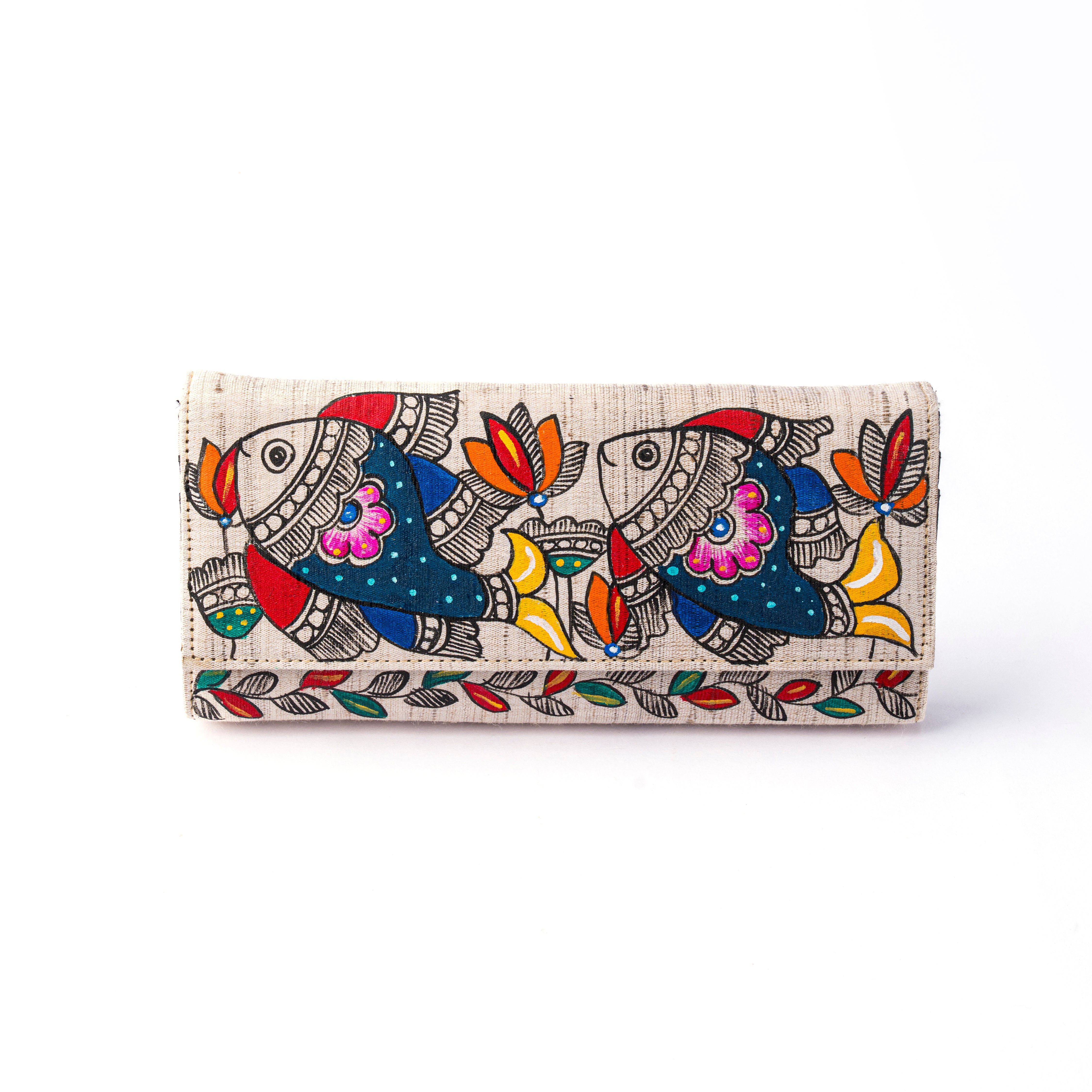Madhubani horizontal clutch (Fish duo)
