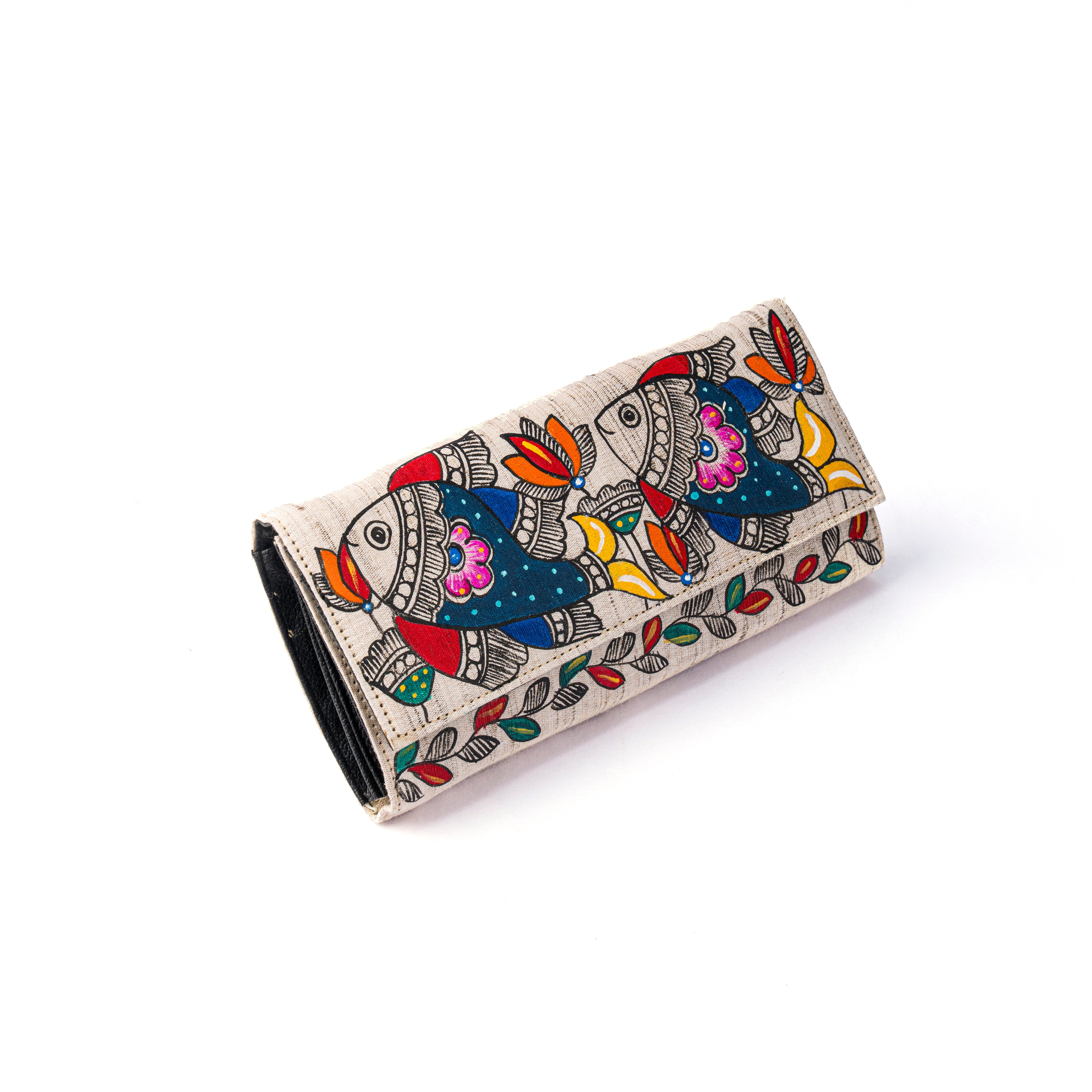 Madhubani horizontal clutch (Fish duo)