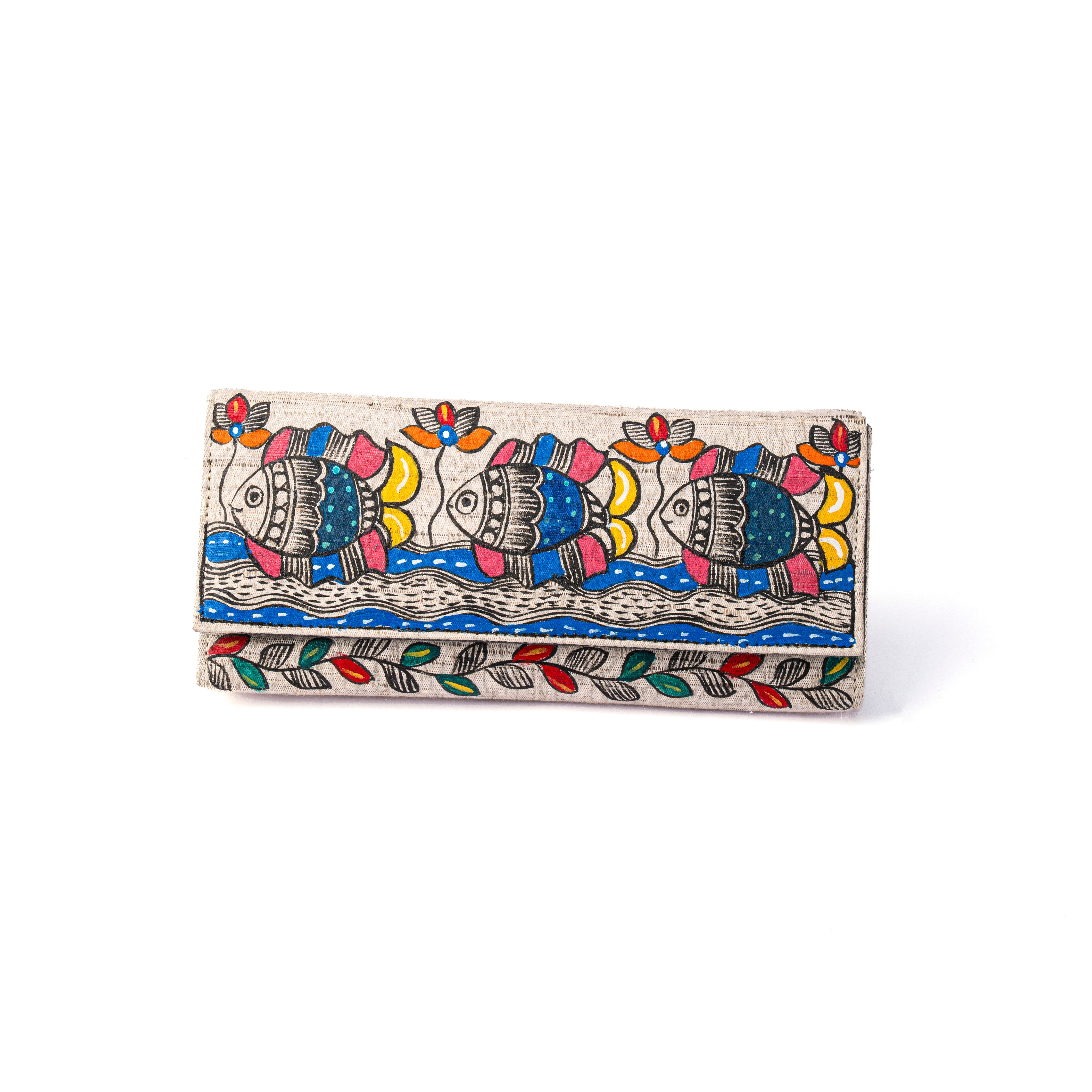 Madhubani horizontal clutch (Fish trio)