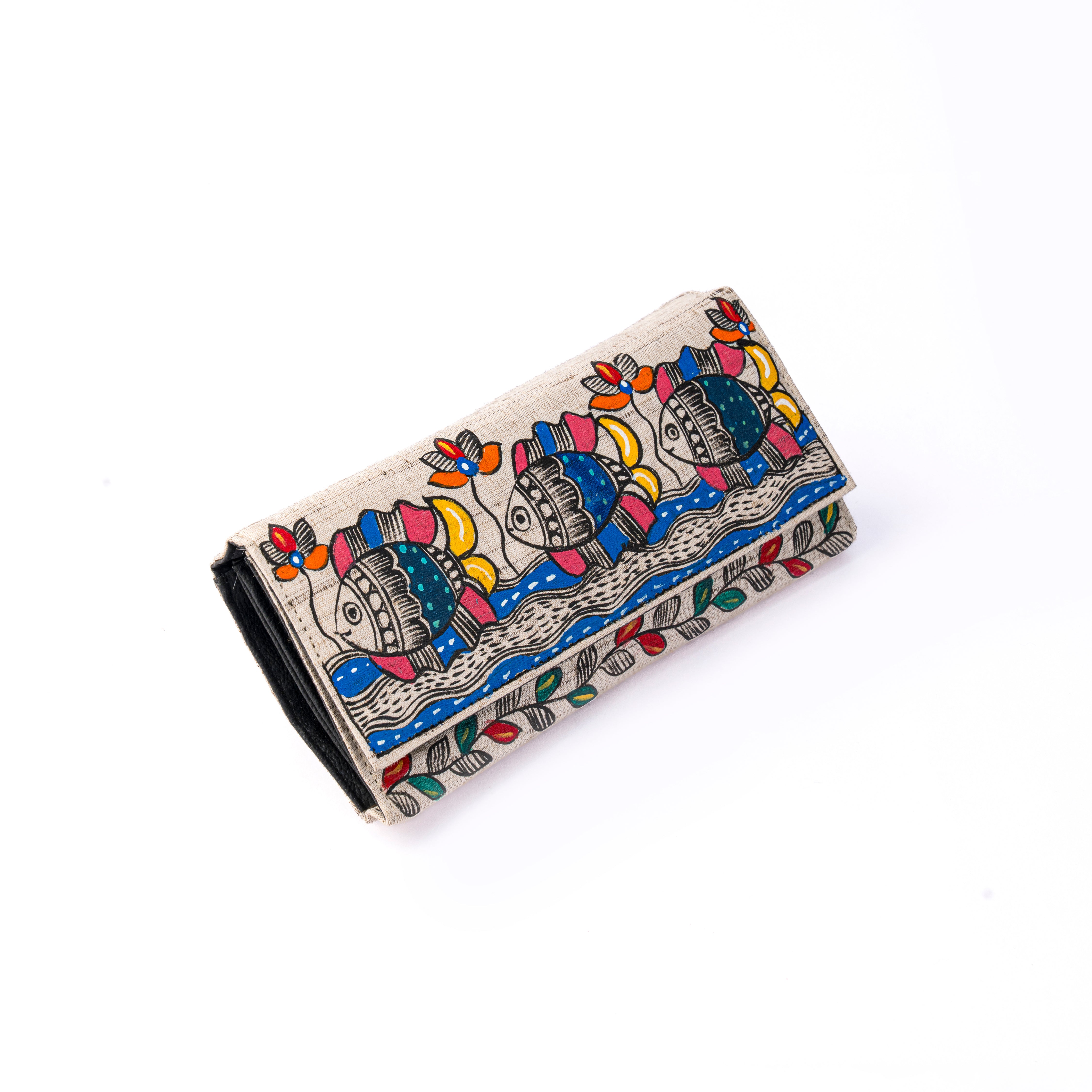 Madhubani horizontal clutch (Fish trio)