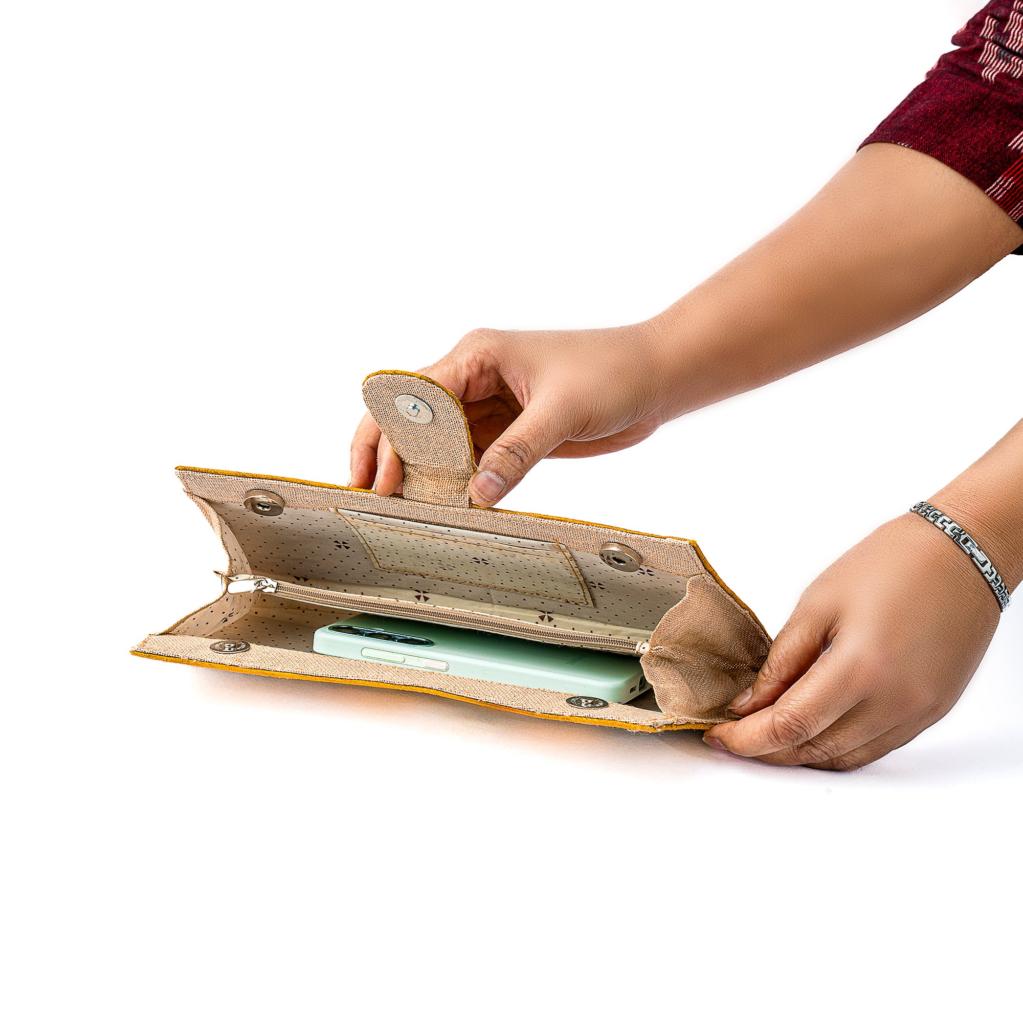 Madhubani tussur silk clutch