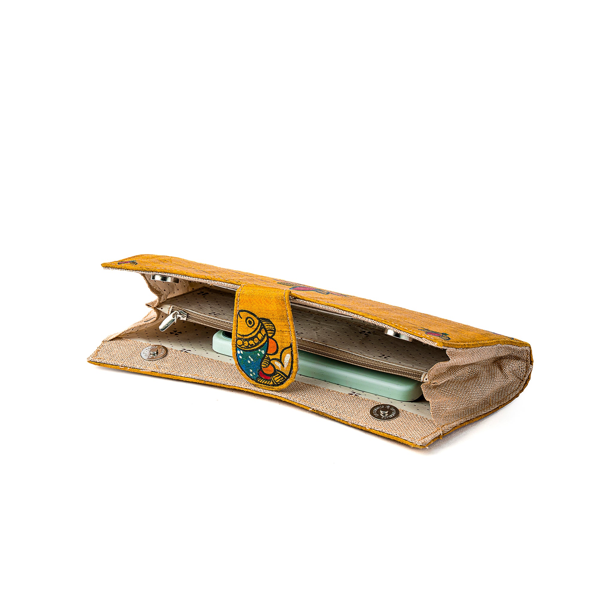 Madhubani tussur silk clutch