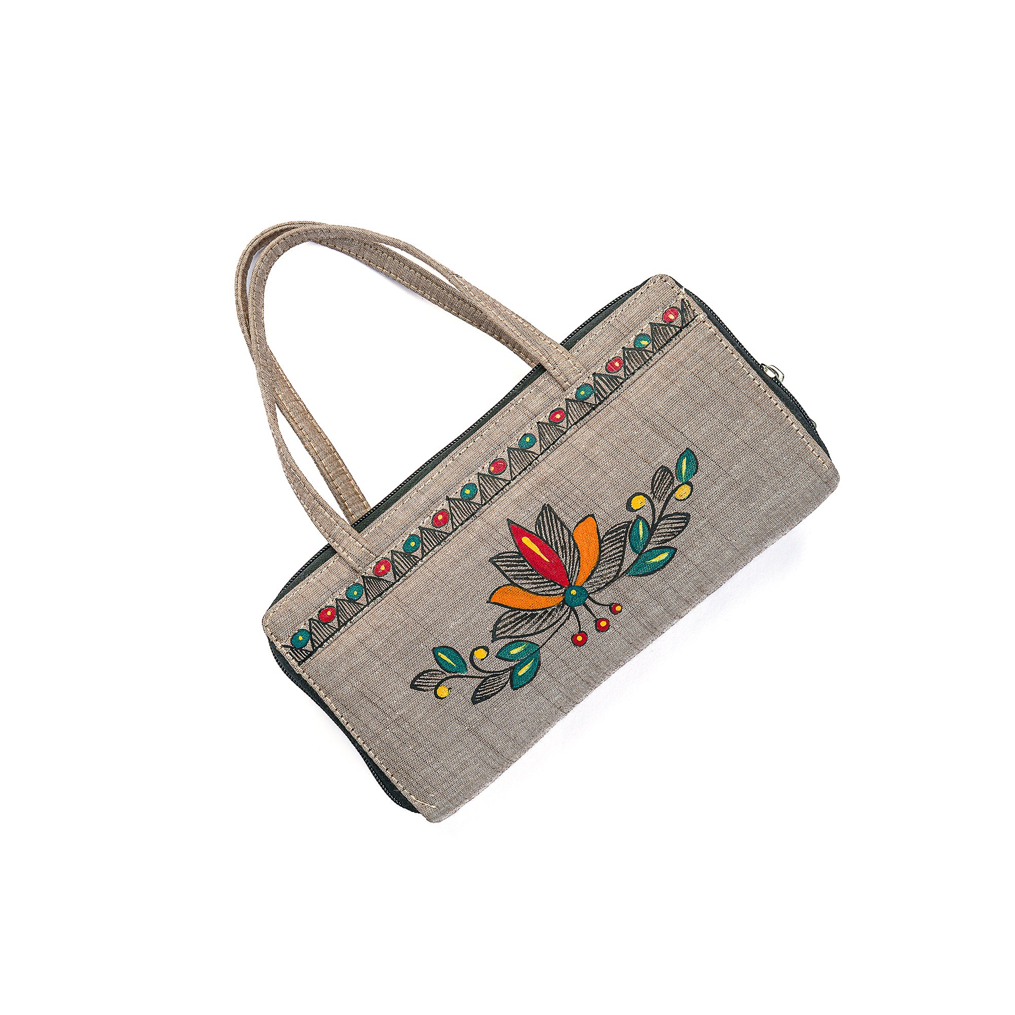 Madhubani mobile clutch (Greyish)