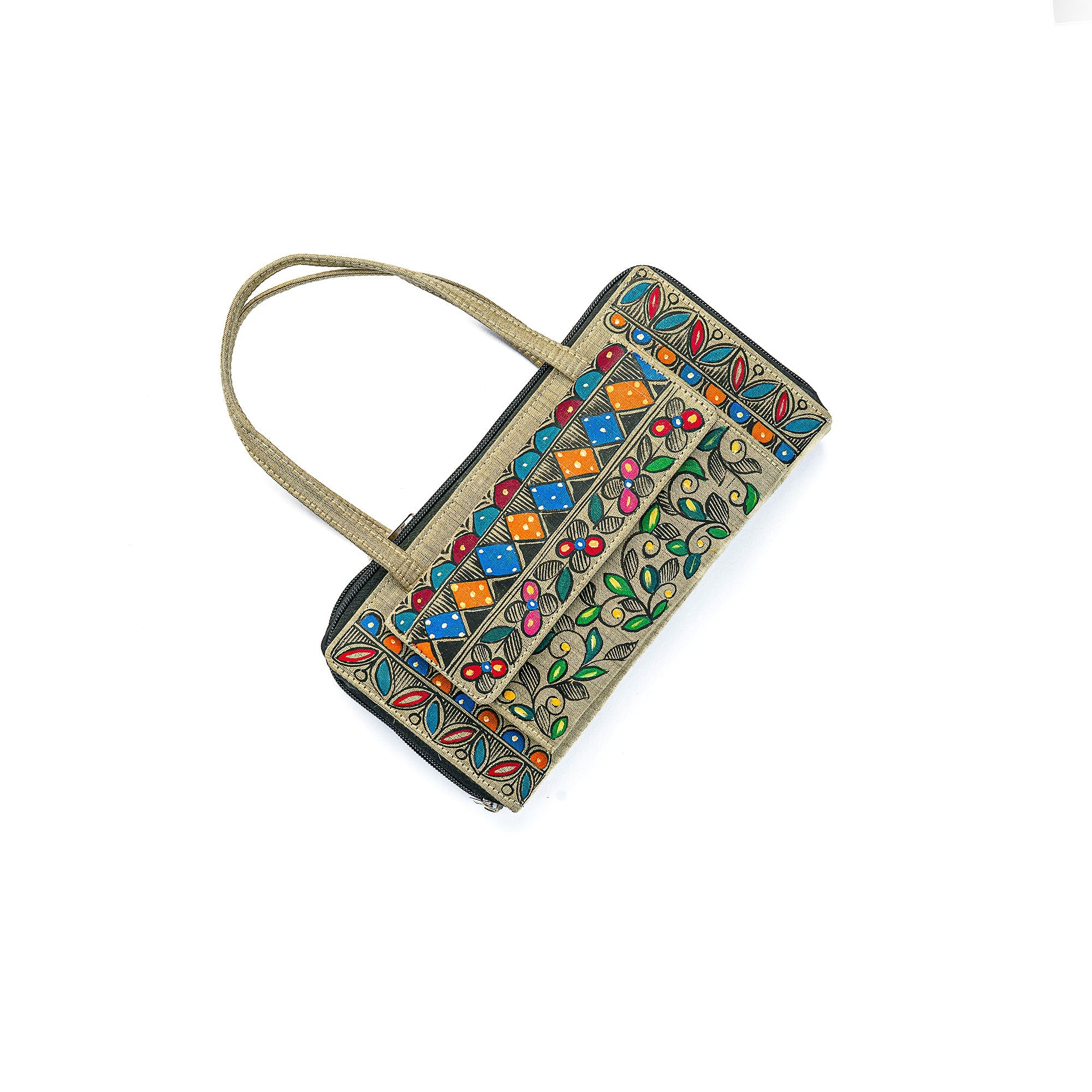 Madhubani mobile clutch 1 (Greenish)