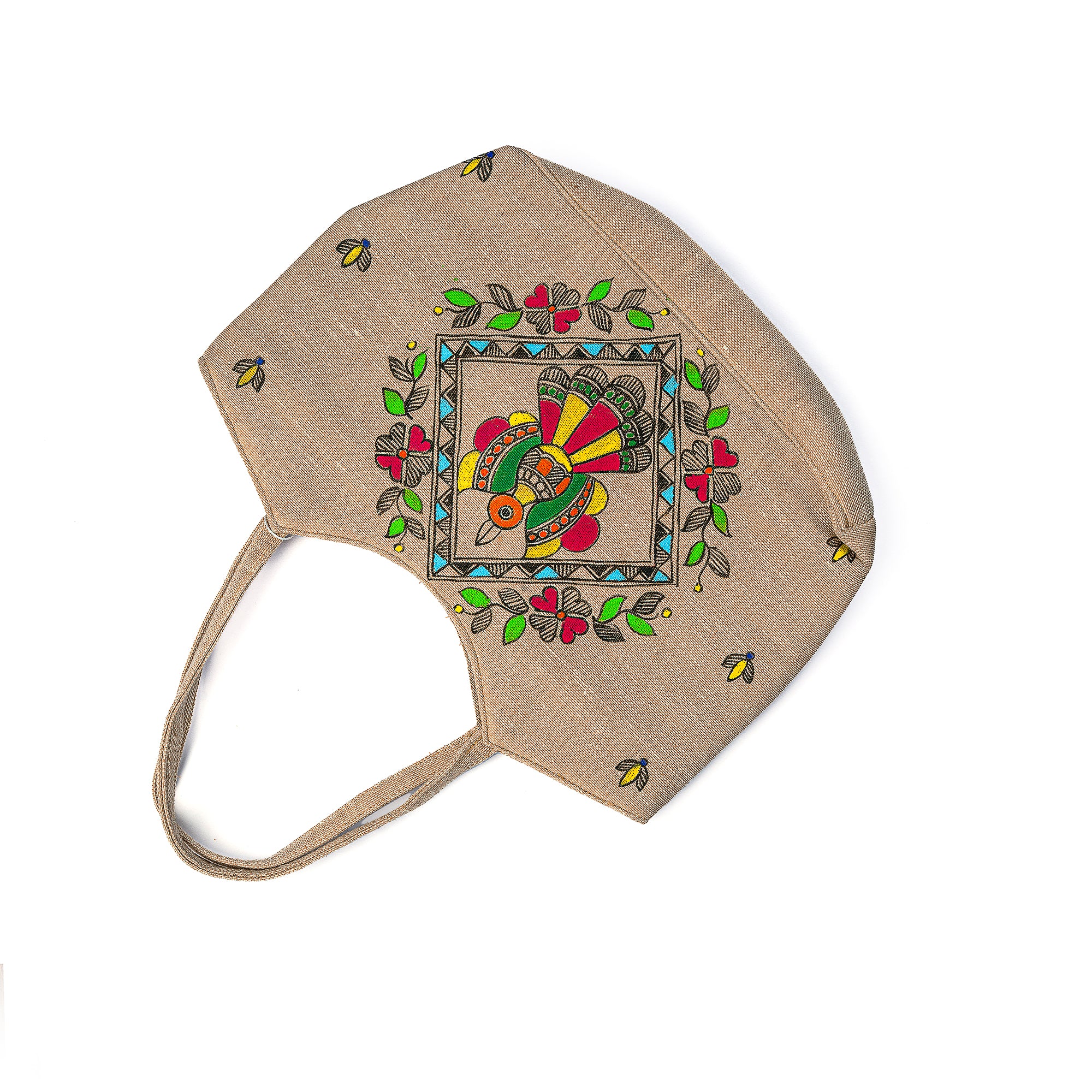 Madhubani full paint shoulder bag (Bird)