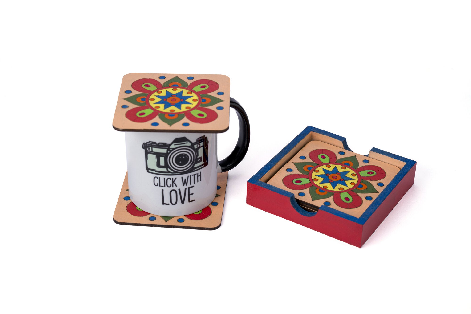 Mandala coaster set of 6 (Pattern 1)