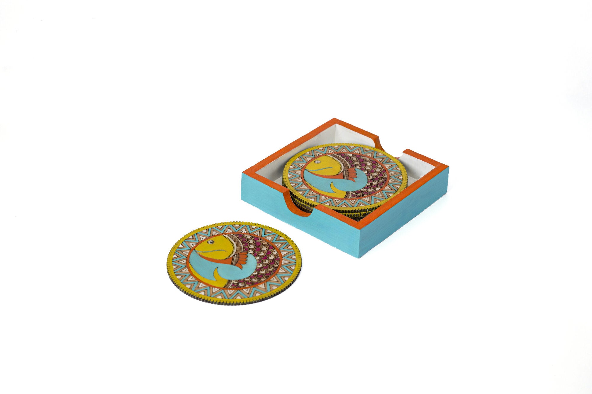 Madhuani Fish coaster set of 6 (Single fish)
