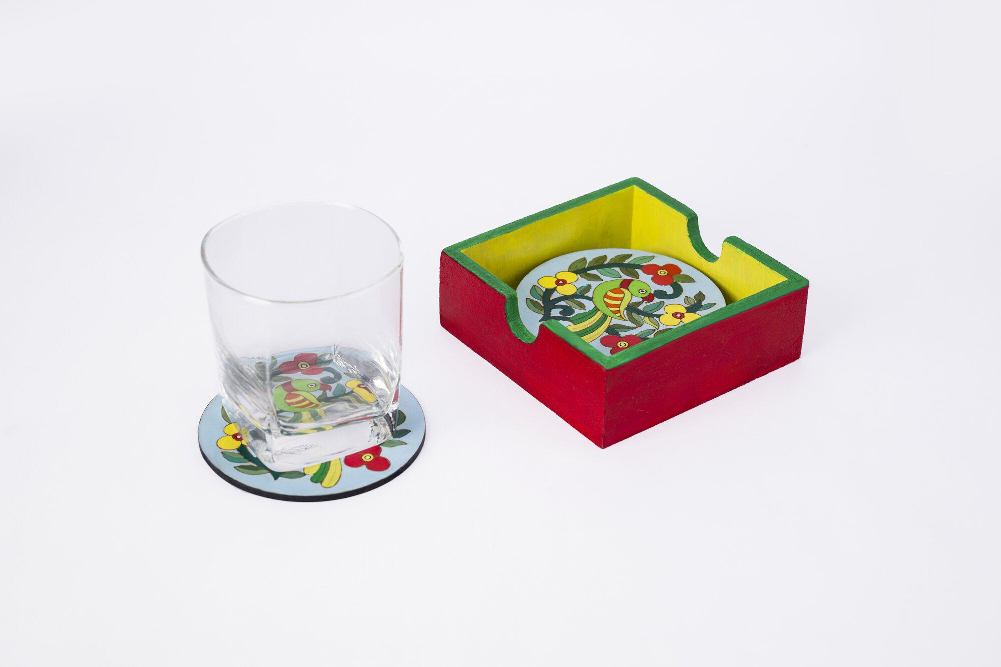 Multicolor parrot coaster set of 6