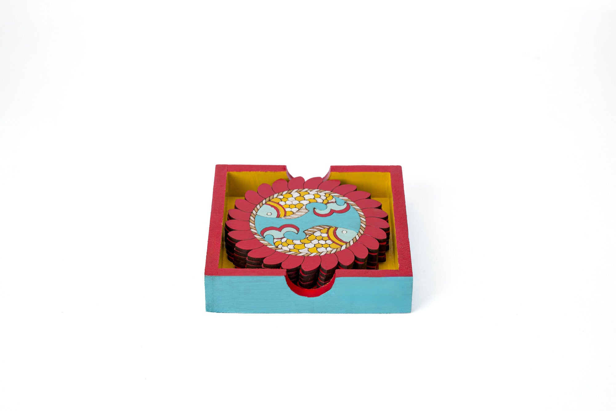 Madhuani Fish coaster set of 6 (Double fish)