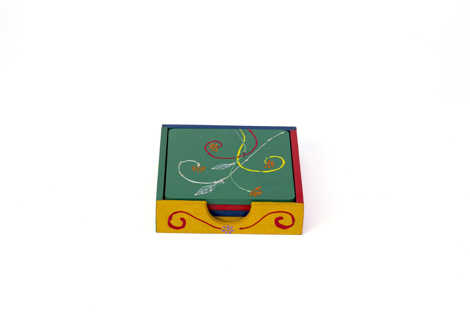 Multicolor floral coaster set of 4