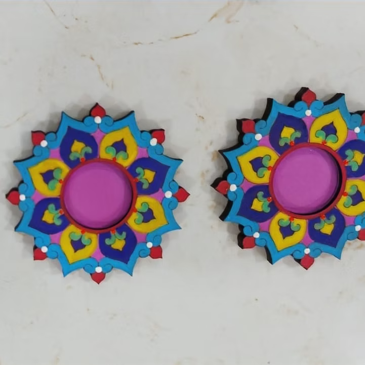 Mandala tealight holder pair 1