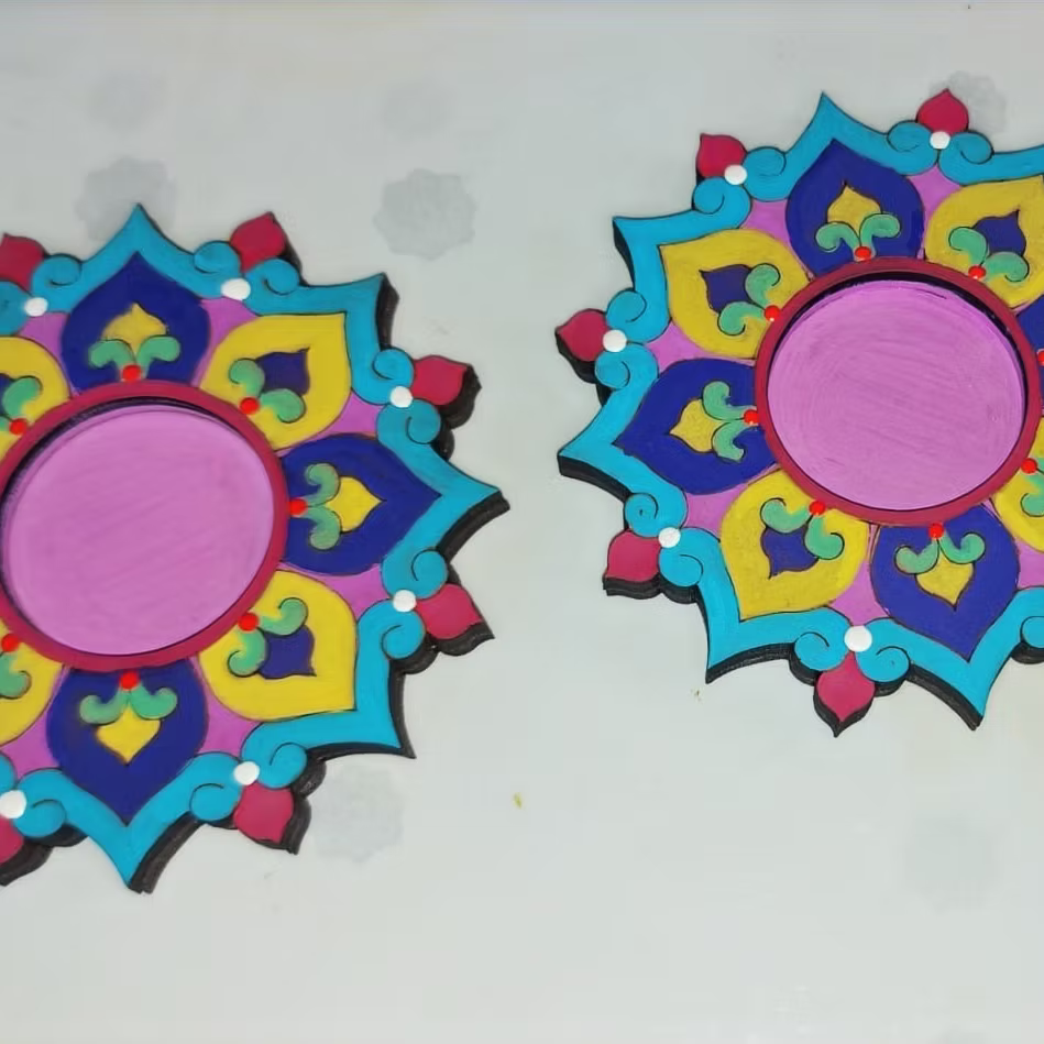 Mandala tealight holder pair 1